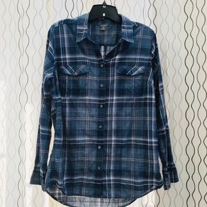 Eddie Bauer Button Down Plaid Long Sleeves Top L